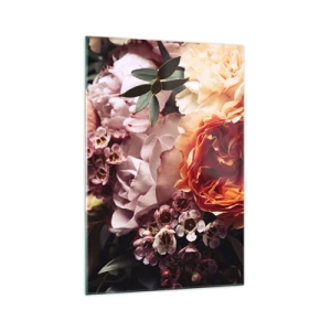Impression sur verre - Image sur verre - Gros plan d'une composition florale colorée - 70x100cm - Enveloppé de beauté - Décoration murale moderne pour le salon et la chambre ARTTOR