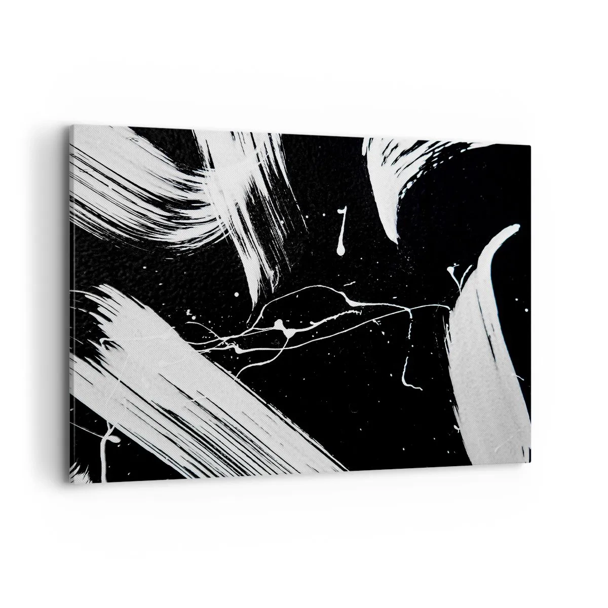 Impression sur toile - Image sur toile - Traits blancs abstraits sur fond noir - 100x70cm - Briser les ténèbres - Décoration murale moderne pour le salon et la chambre ARTTOR