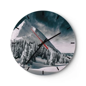 Horloge murale - Pendule murale - Un paysage de montagne enneigé avec un sommet majestueux - 30x30cm - Le pays de la neige et de la glace - Décoration murale moderne pour le salon, la cuisine et la chambre ARTTOR