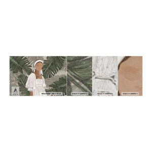 Échantillon de Papier Peint Premium Canvas - Portrait exotique - Bohème, Femme, Feuilles - 100x30 cm