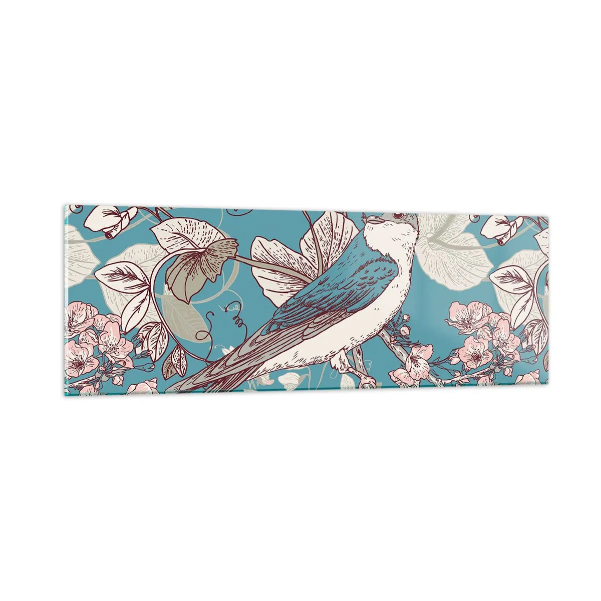 Impression sur verre - Image sur verre - Dans le bois blanc du rouge et de l'argent - 90x30 cm