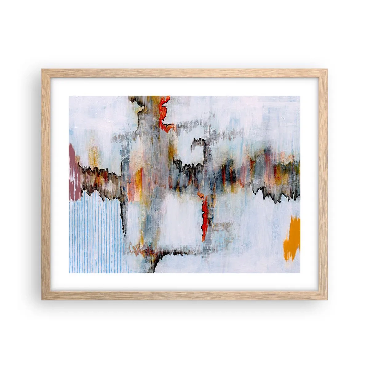 Affiche dans un chêne clair - Poster - Un bâton sur l'eau - 50x40 cm