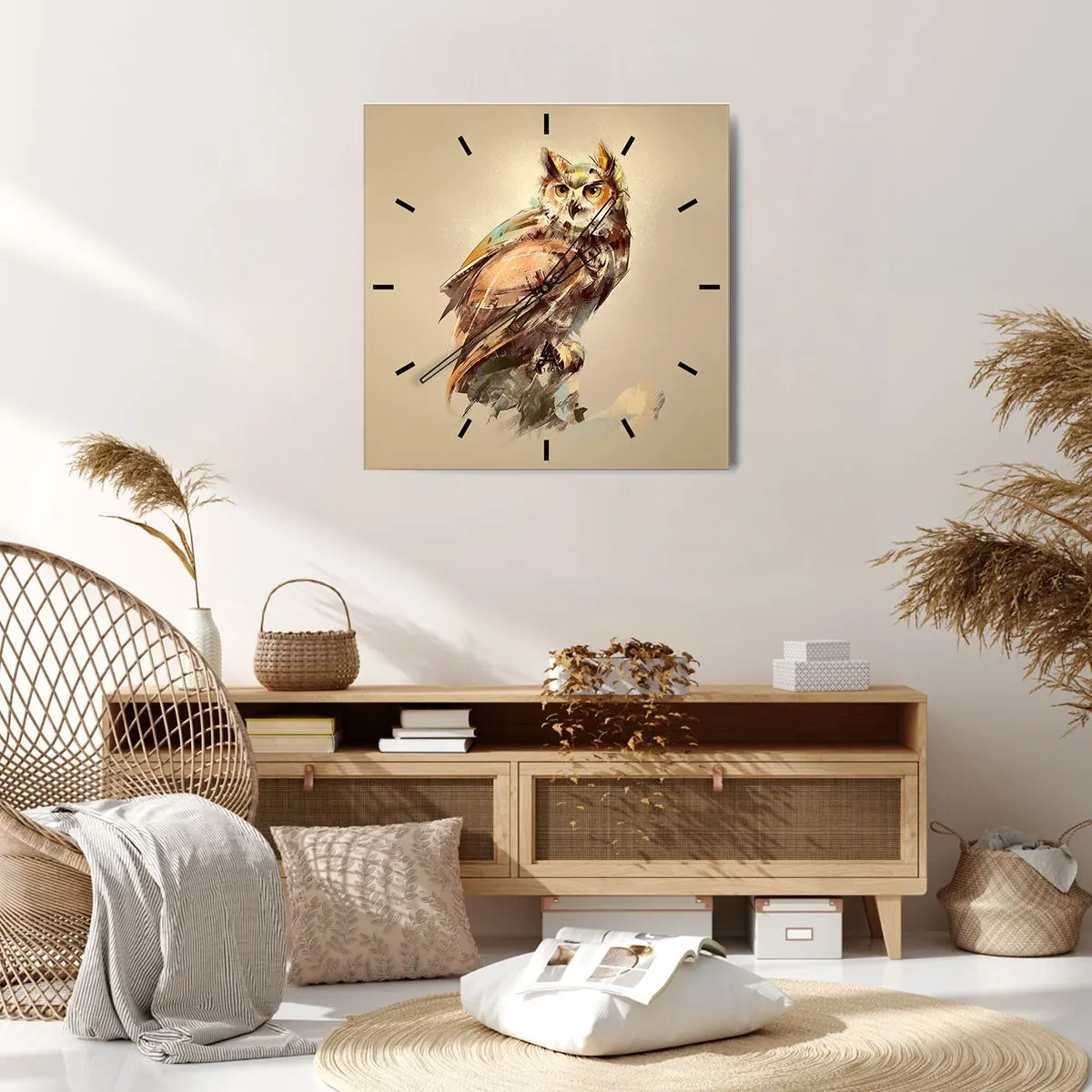 Horloge murale - Pendule murale - Le hibou le plus intelligent - confirmera la forêt de chênes - 30x30 cm