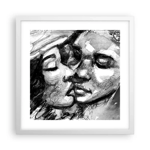 Affiche dans un cadre blanc - Poster - Un moment tendre - 40x40 cm