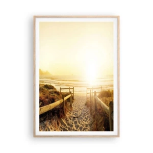 Affiche dans un chêne clair - Poster - A travers la dune, vers le soleil - 70x100 cm