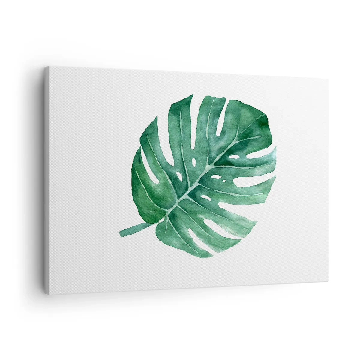 Impression sur toile - Image sur toile - Feuille de monstera verte dans un style minimaliste - 70x50cm - Concept vert - Décoration murale moderne pour le salon et la chambre ARTTOR