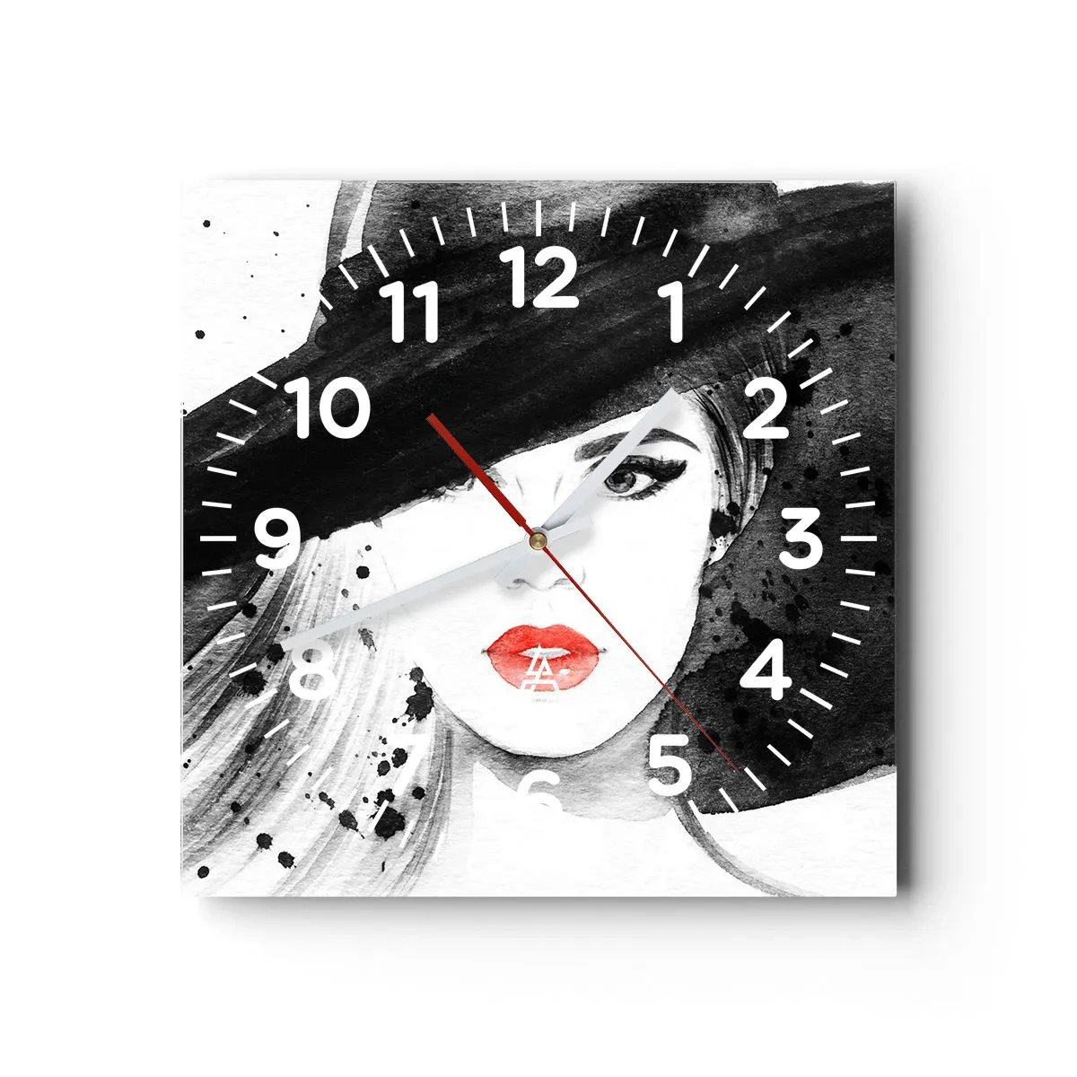 Horloge murale - Pendule murale - Dame en noir - 40x40 cm