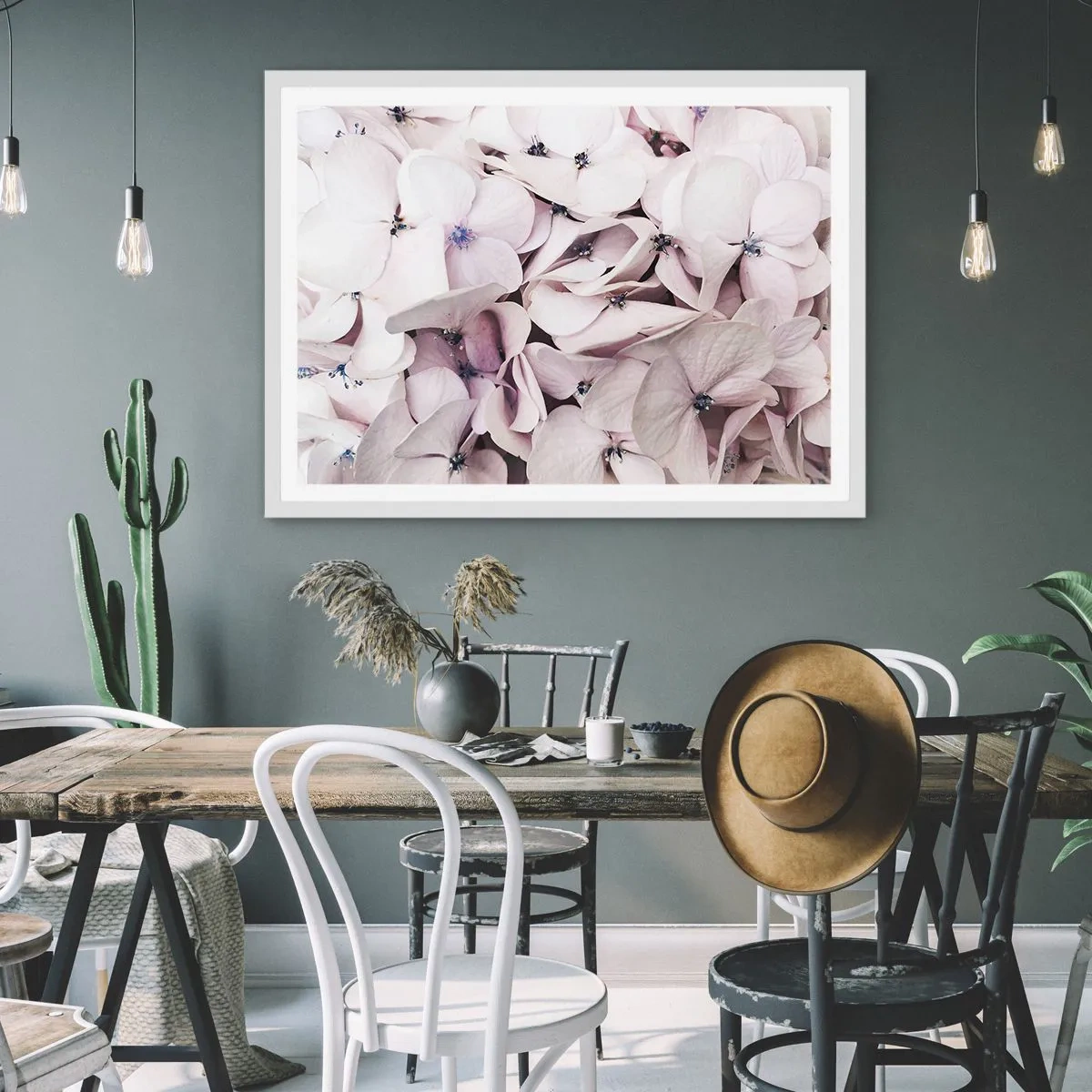 Affiche dans un cadre blanc - Poster - Dans un flot de fleurs - 40x30 cm