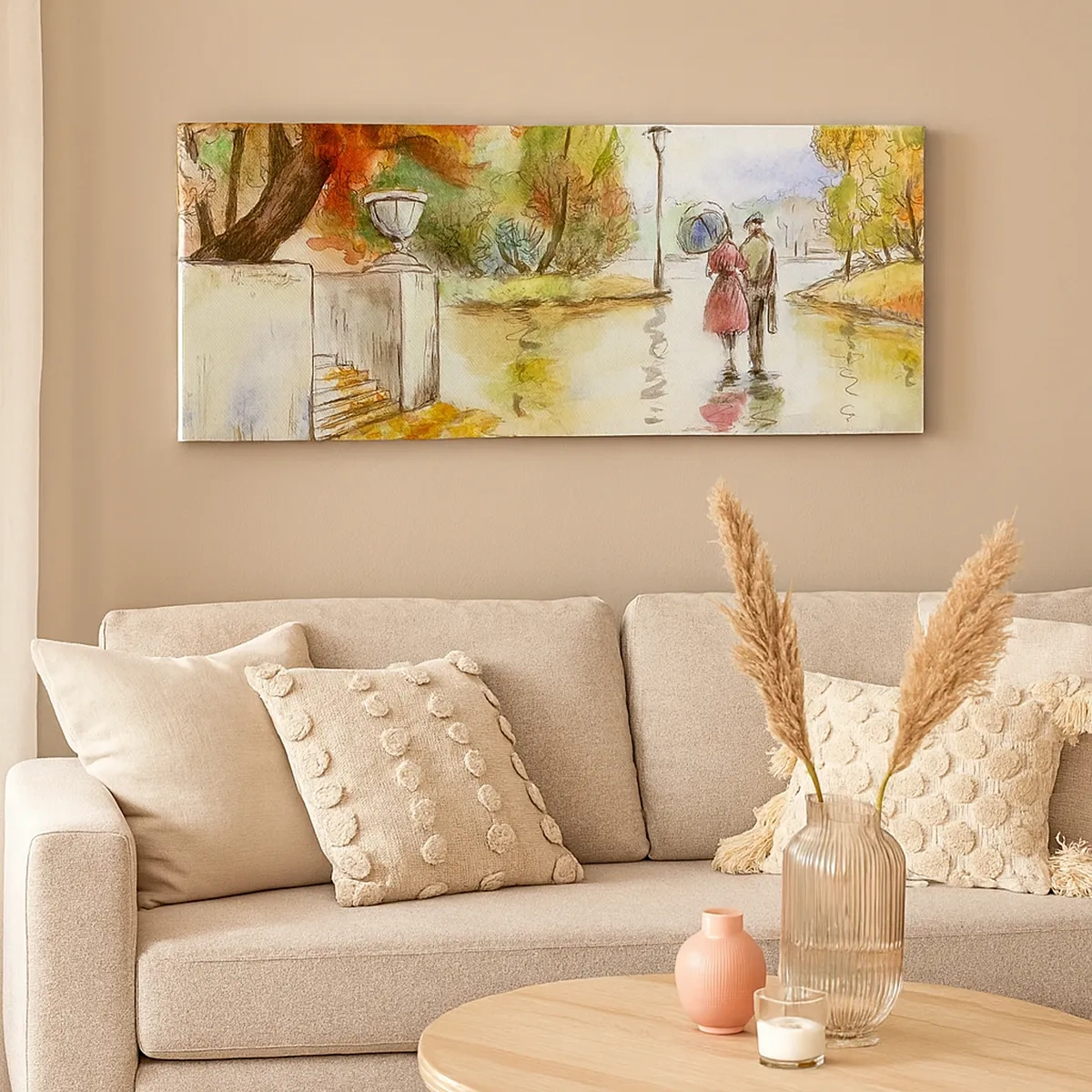 Impression sur toile - Image sur toile - Automne romantique dans le parc - 30x30 cm