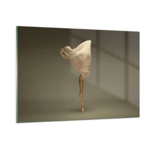 Impression sur verre - Image sur verre - Une danseuse dans une pose délicate avec son voile relevé - 120x80cm - Il va bientôt s'envoler - Décoration murale moderne pour le salon et la chambre ARTTOR