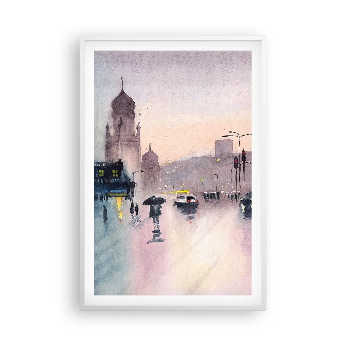 Affiche dans un cadre blanc - Poster - Dans une brume pluvieuse - 61x91 cm