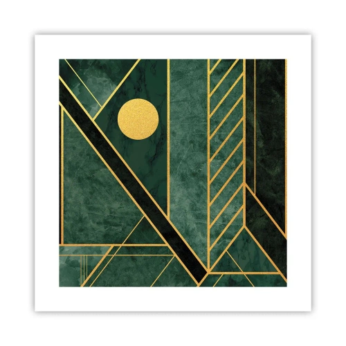 Affiche - Poster - Dynamique or et azur - 40x40 cm