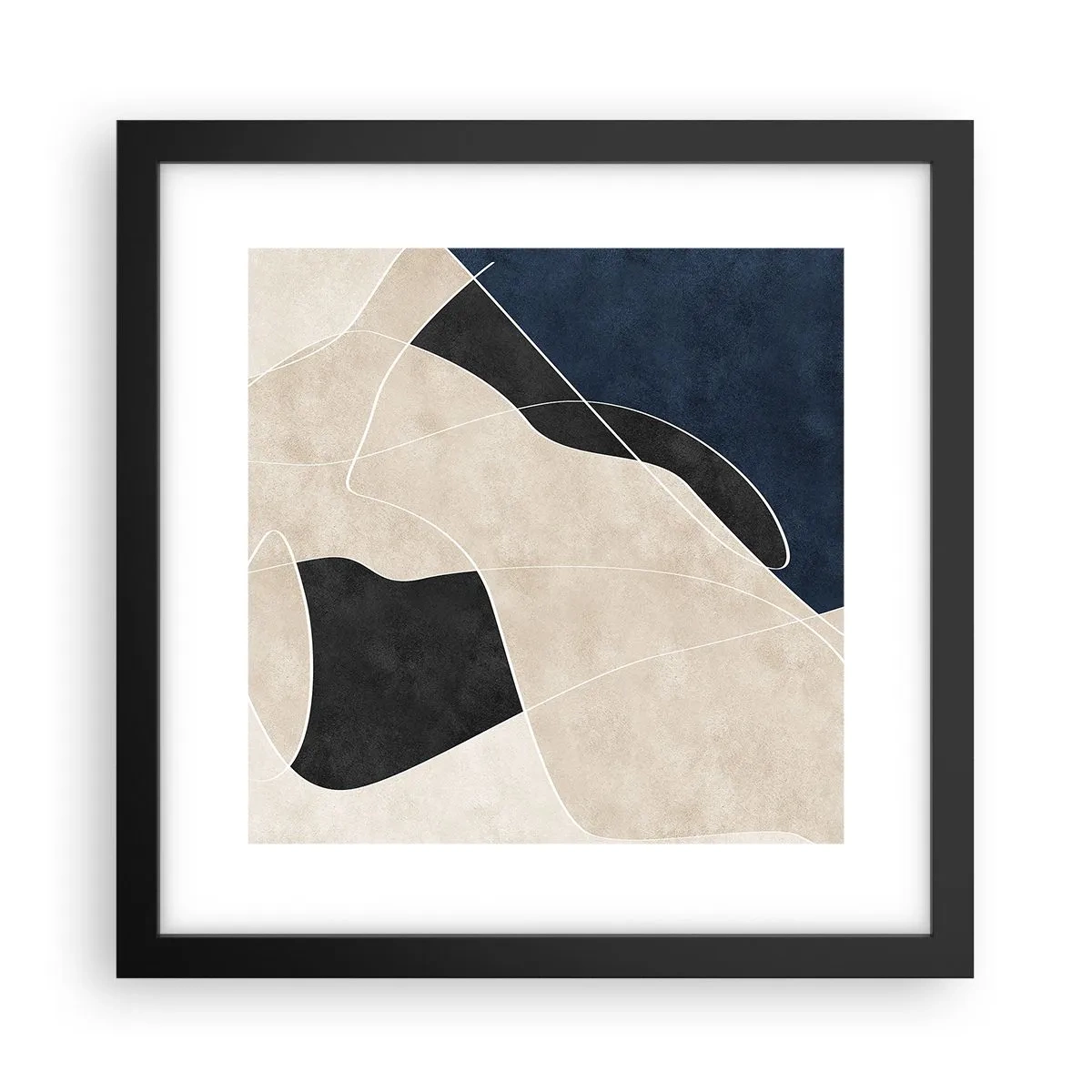 Affiche dans un cadre noir - Poster - Composition abstraite - contraste de couleurs - 30x30 cm
