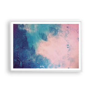 Affiche dans un cadre blanc - Poster - Etreintes bleues - 100x70 cm