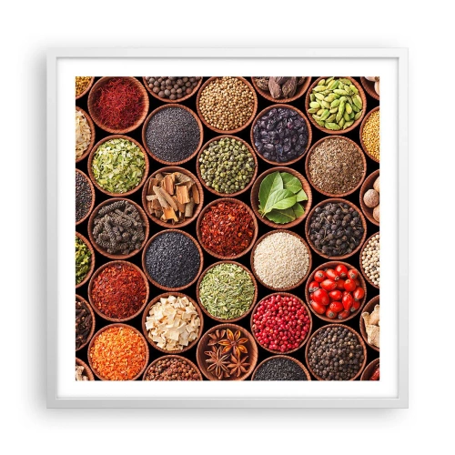 Affiche dans un cadre blanc - Poster - Toutes les saveurs du monde - 60x60 cm