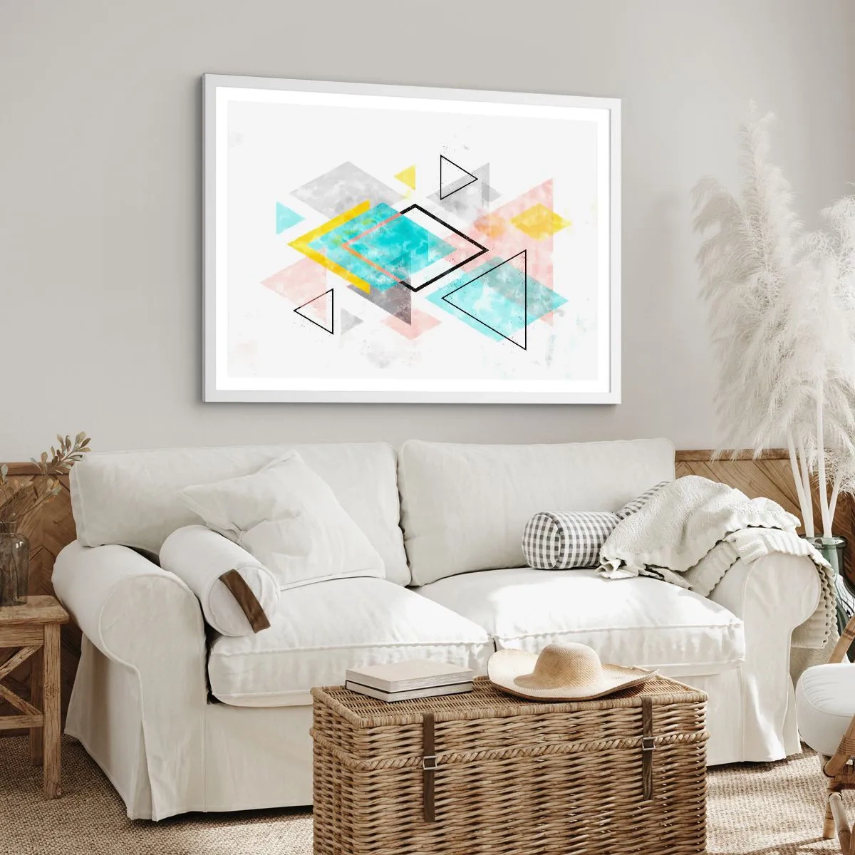 Affiche dans un cadre blanc - Poster - Géométrie facile - 50x40 cm