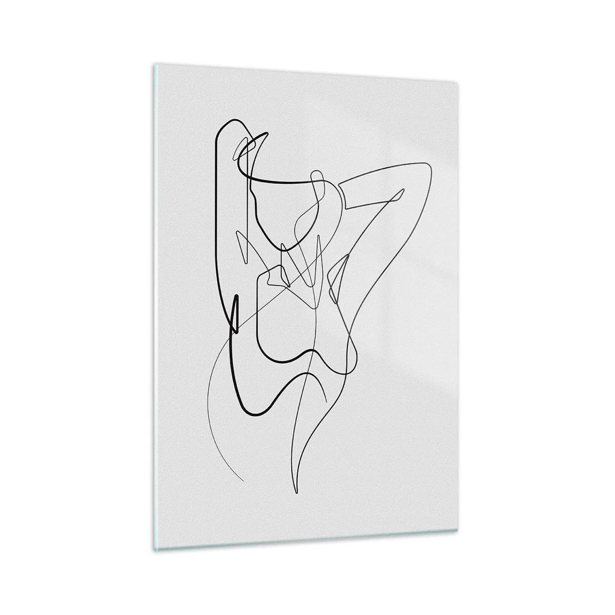 Impression sur verre - Image sur verre - Une silhouette féminine dessinée avec une seule ligne sur un fond blanc - 50x70cm - Vraiment, tu es comme ça... - Décoration murale moderne pour le salon et la chambre ARTTOR