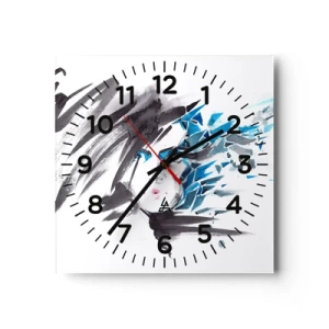 Horloge murale - Pendule murale - Portrait sensuel en gris et bleu - 30x30 cm