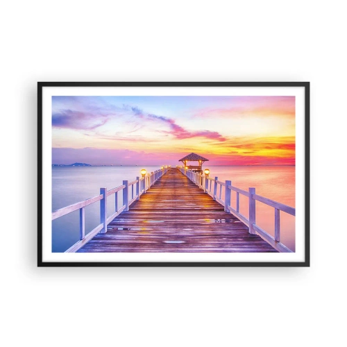 Affiche dans un cadre noir - Poster - Le silence lilas-doré du soir - 91x61 cm