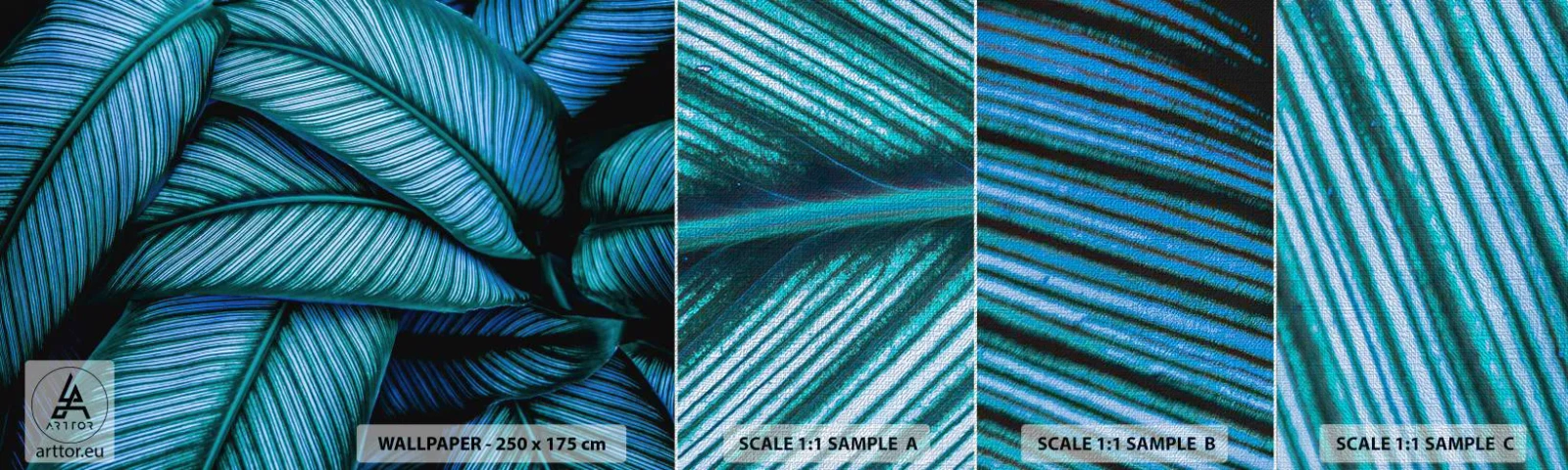 Échantillon de Papier Peint Premium Canvas - Lignes de vie - Feuilles, Botanique, Plantes - 100x30 cm