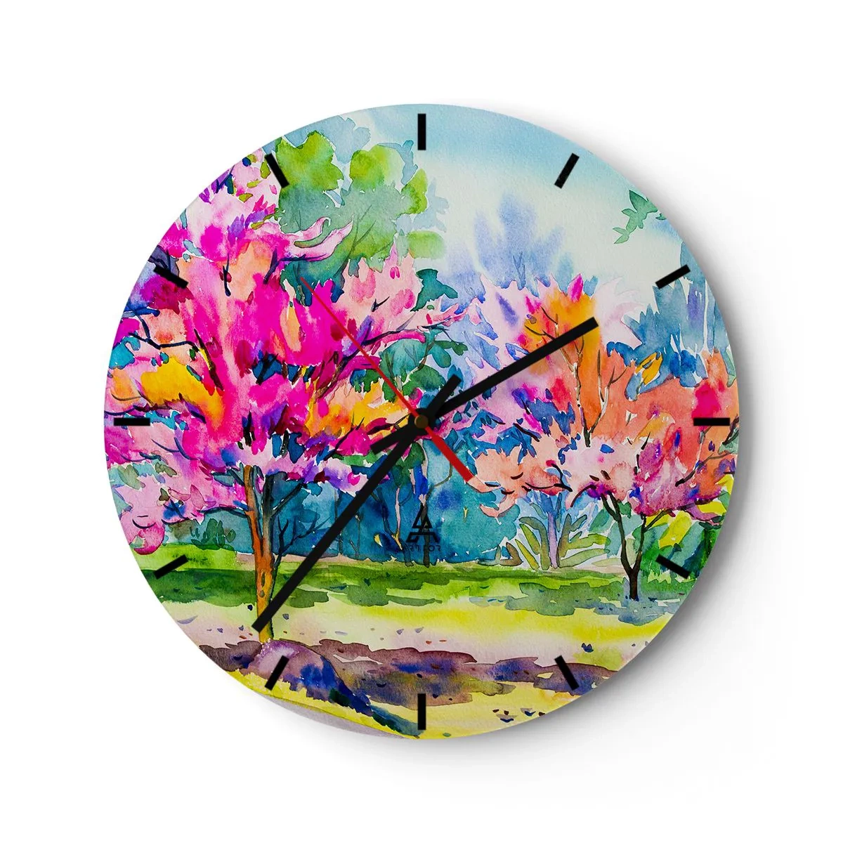 Horloge murale - Pendule murale - Jardin arc-en-ciel à la lumière du printemps - 40x40 cm