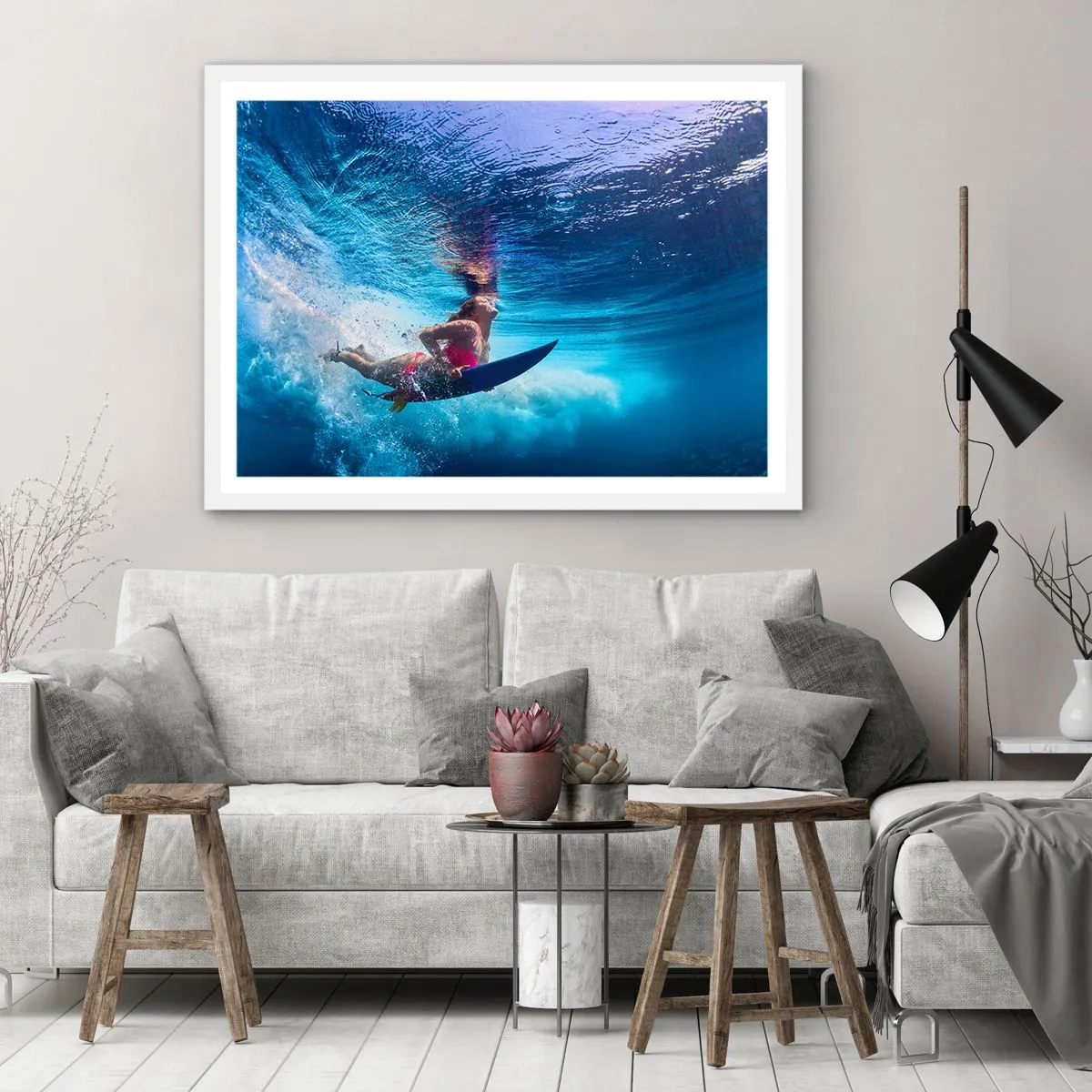 Affiche dans un cadre blanc - Poster - Joie profonde - 100x70 cm