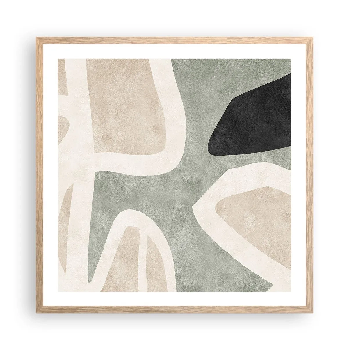 Affiche dans un chêne clair - Poster - Composition pour motif noir - 60x60 cm