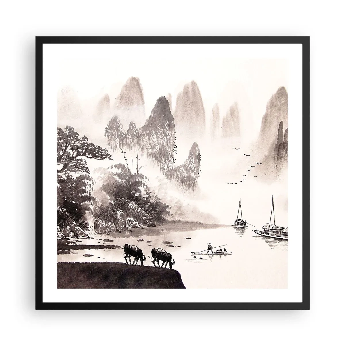 Affiche dans un cadre noir - Poster - Le quotidien exotique de l'Orient - 60x60 cm