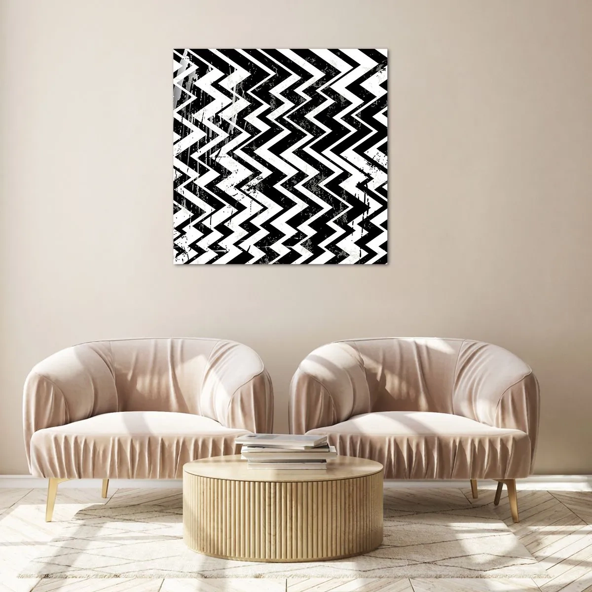 Impression sur verre - Image sur verre - Zig-blanc, zag-noir - 40x40 cm