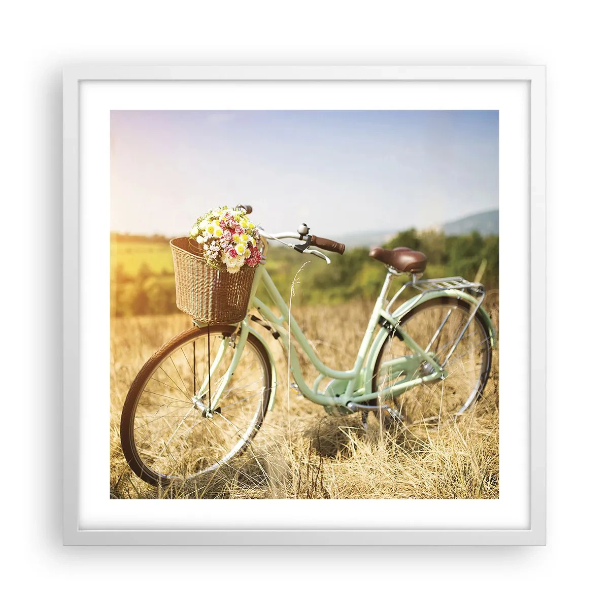 Affiche dans un cadre blanc - Poster - Je vais rester un petit moment - 50x50 cm