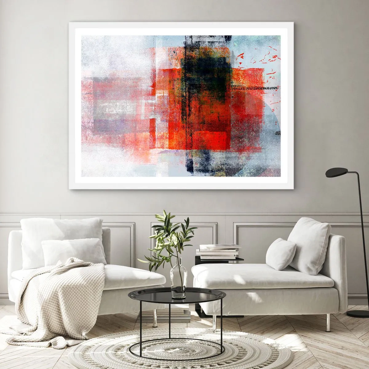 Affiche dans un cadre blanc - Poster - Composition embrasée - 91x61 cm