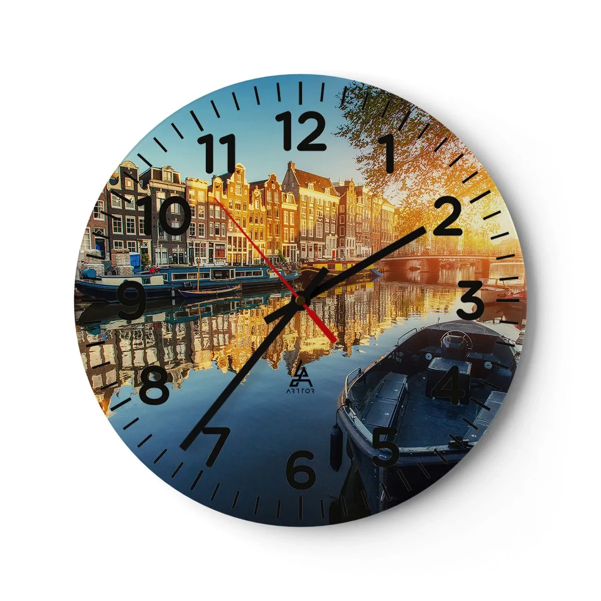 Horloge murale - Pendule murale - Début de journée à Amsterdam - 30x30 cm