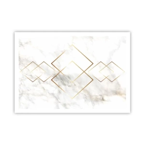 Affiche - Poster - Losanges dorés minimalistes sur fond de marbre - 100x70cm - Vue à l'infini - Décoration murale moderne pour le salon et la chambre ARTTOR