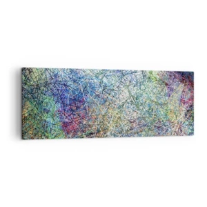 Impression sur toile - Image sur toile - Composition abstraite avec des lignes et des textures multicolores - 140x50cm - Ce n'est pas si simple - Décoration murale moderne pour le salon et la chambre ARTTOR
