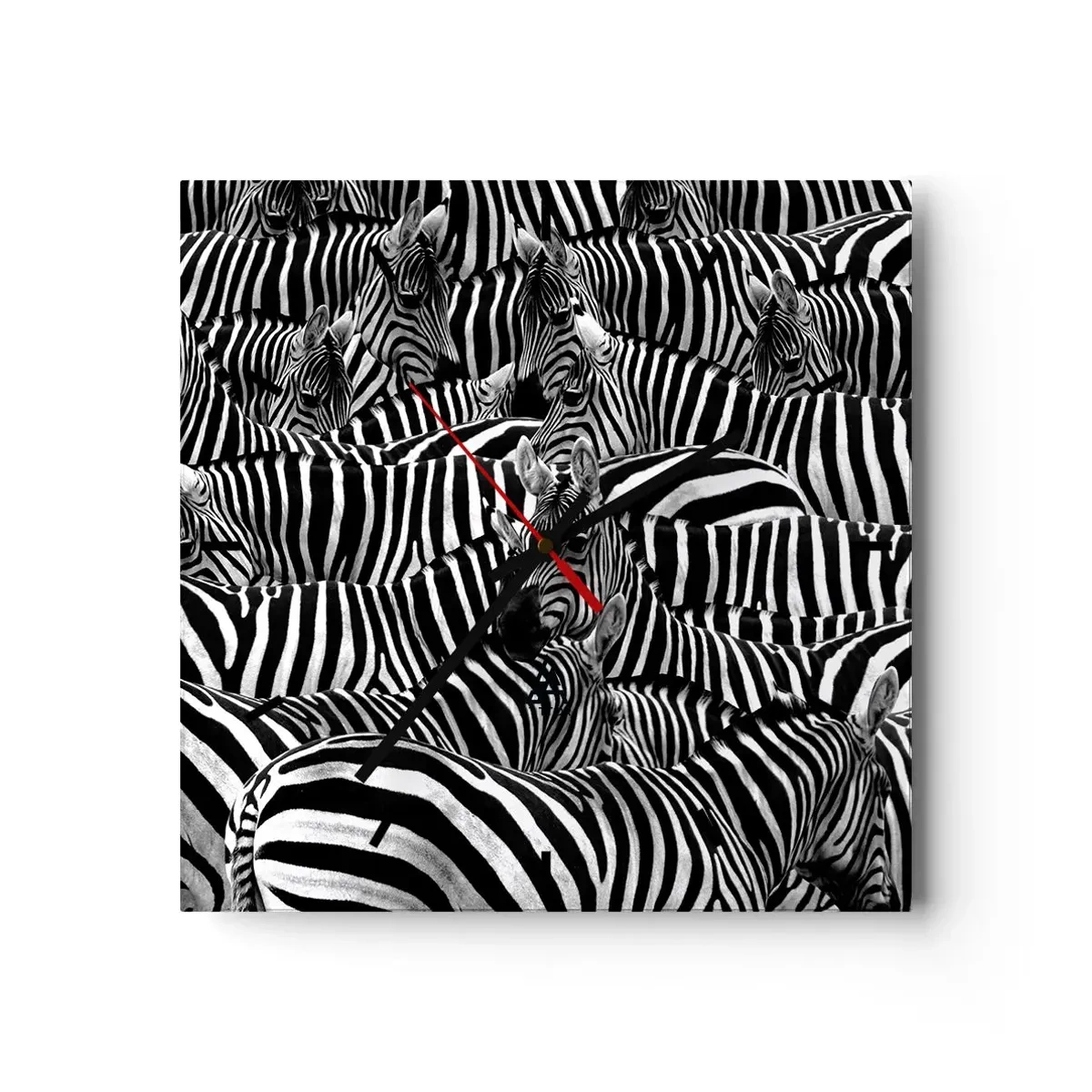 Horloge murale - Pendule murale - Portrait collectif à rayures - 40x40 cm