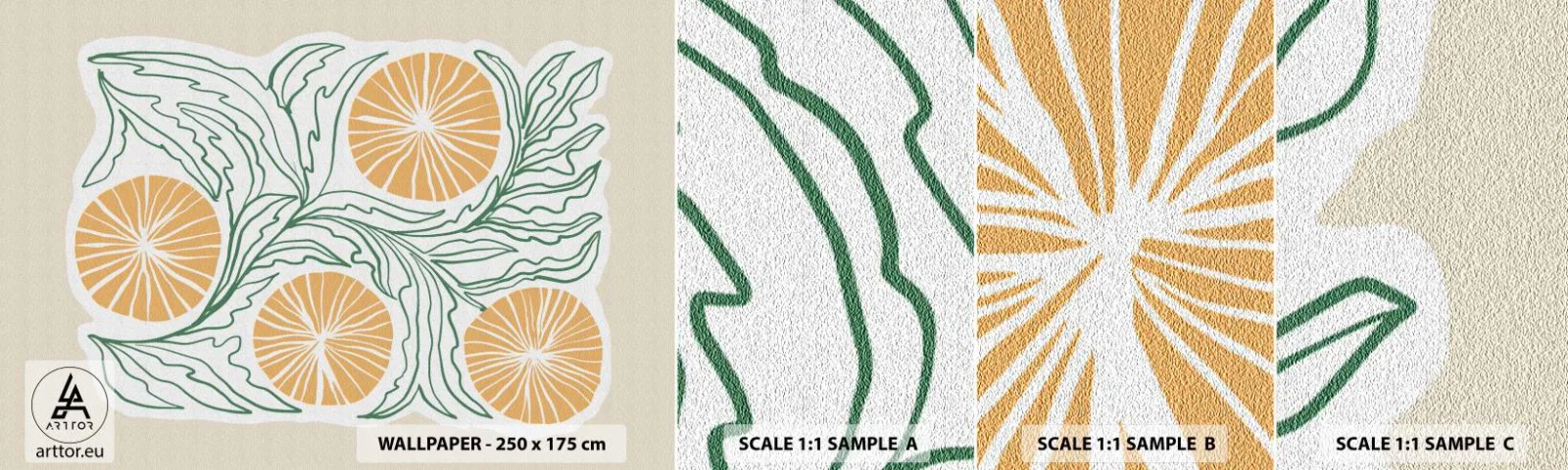 Échantillon de Papier Peint Autocollant Deluxe Sticker - Ethnique avec une pointe d'abstraction - Bohème, Citron, Minimalisme - 100x30 cm