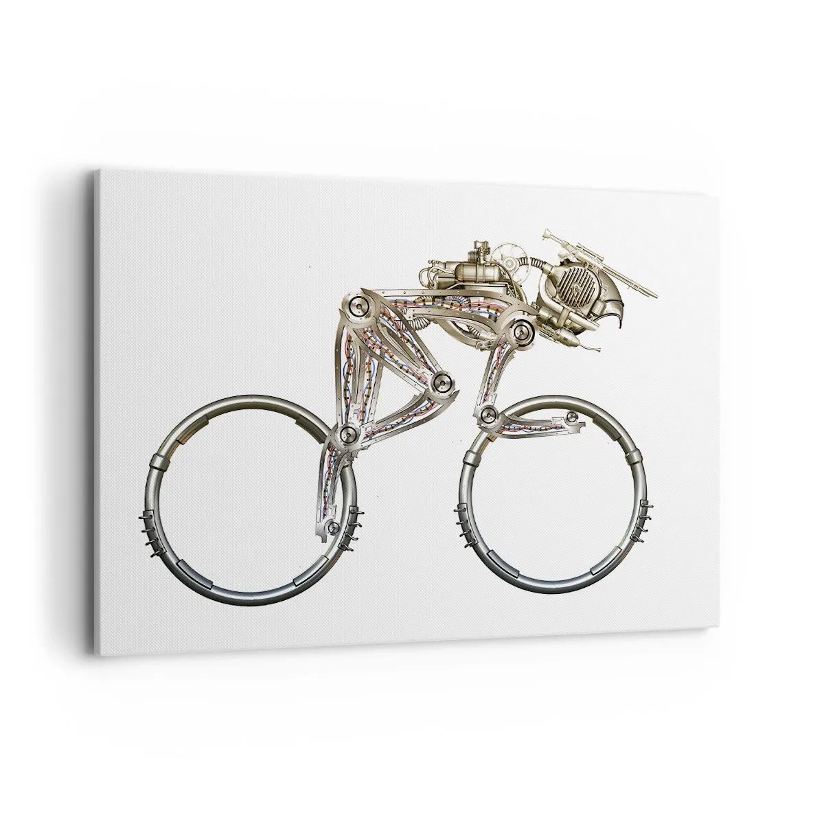 Impression sur toile - Image sur toile - Un vélo mécanique au design futuriste - 100x70cm - Machine exceptionnelle - Décoration murale moderne pour le salon et la chambre ARTTOR