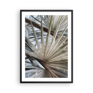 Affiche dans un cadre noir - Poster - Gros plan de feuilles de palmier aux tons pastel - 50x70cm - Evantail sous les tropiques - Décoration murale moderne pour le salon et la chambre ARTTOR