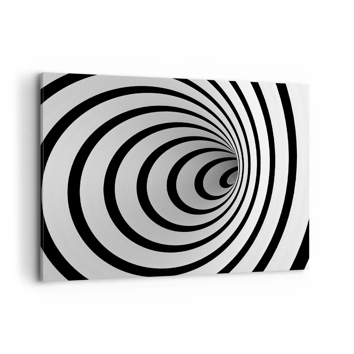 Impression sur toile - Image sur toile - Une spirale noire et blanche créant un effet hypnotique - 100x70cm - Tu ne peux pas y résister aussi ? - Décoration murale moderne pour le salon et la chambre ARTTOR