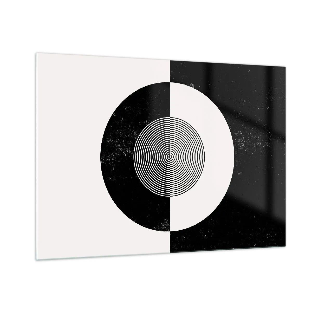 Impression sur verre - Image sur verre - Motif géométrique de symétrie noir et blanc - 100x70cm - Harmonie de noir et blanc - Décoration murale moderne pour le salon et la chambre ARTTOR