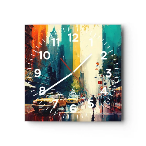 Horloge murale - Pendule murale - New York – ici même la pluie est colorée - 30x30 cm