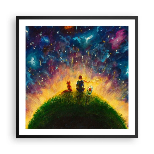 Affiche dans un cadre noir - Poster - Amour et amitié - le monde entier - 60x60 cm