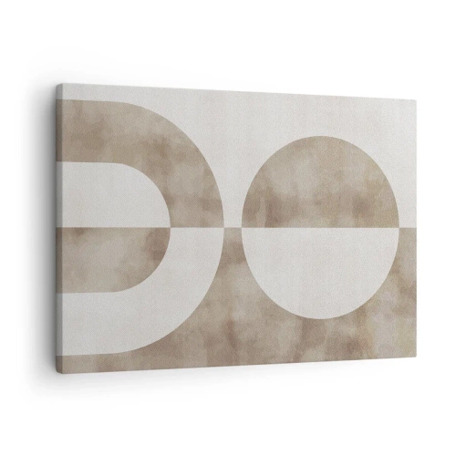 Impression sur toile - Image sur toile - Une peinture abstraite dans les tons beiges avec des formes géométriques et de la symétrie. - 70x50cm - Similitudes et différences - Décoration murale moderne pour le salon et la chambre ARTTOR