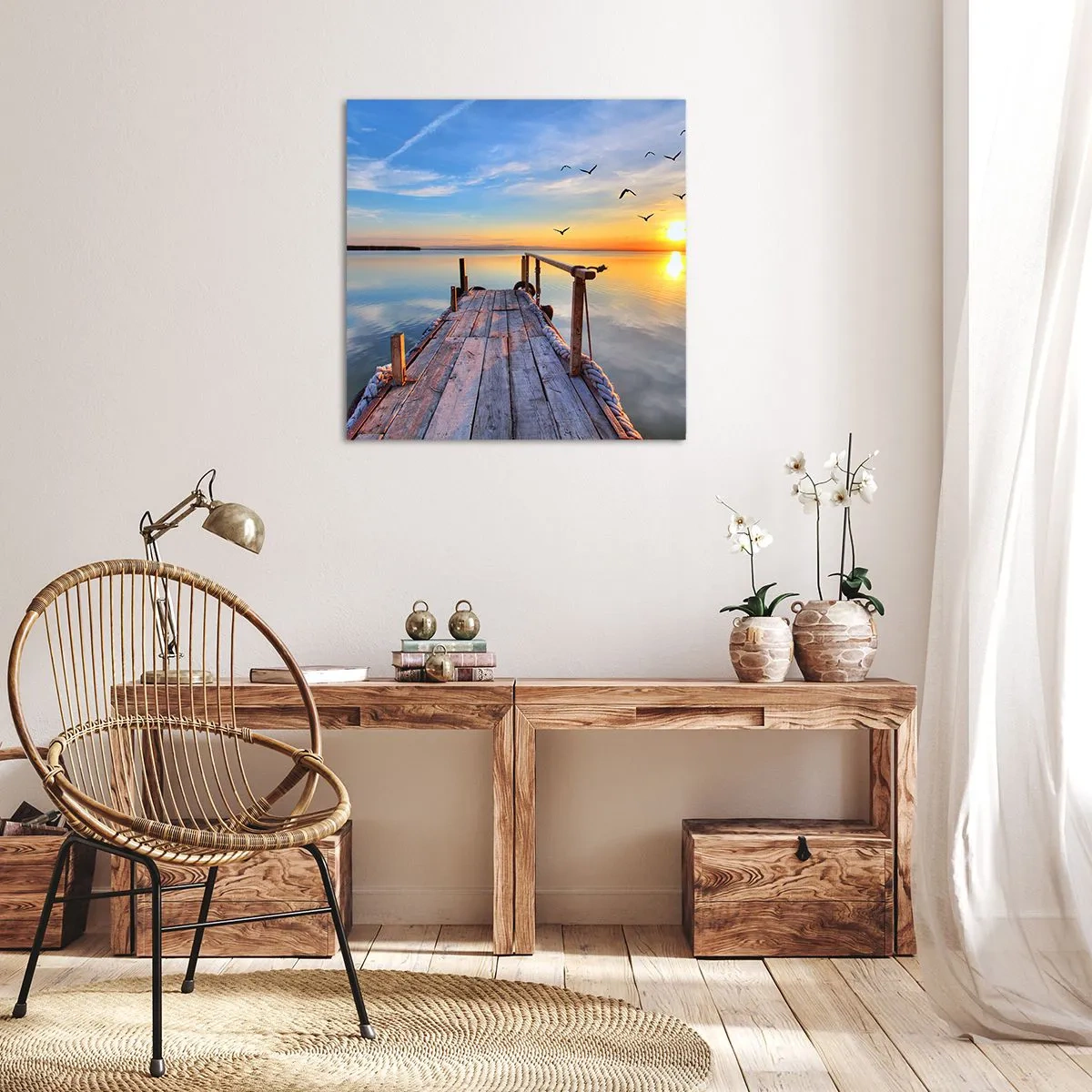 Impression sur toile - Image sur toile - Marcher droit vers le soleil - 50x50 cm