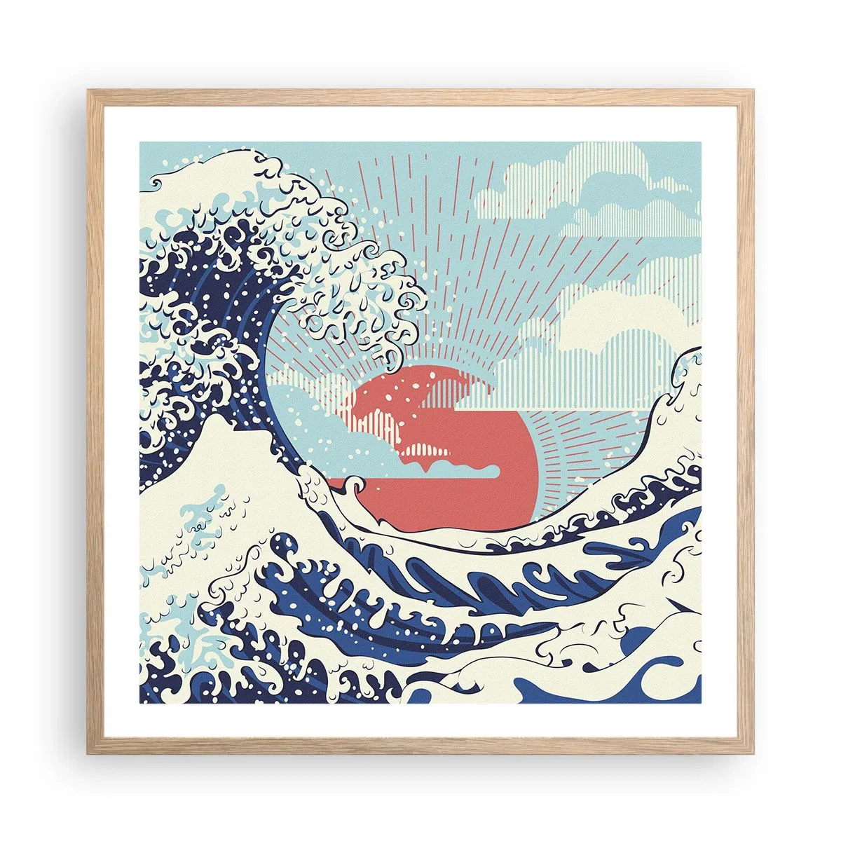 Affiche dans un chêne clair - Poster - D'une inspiration japonnaise - 60x60 cm