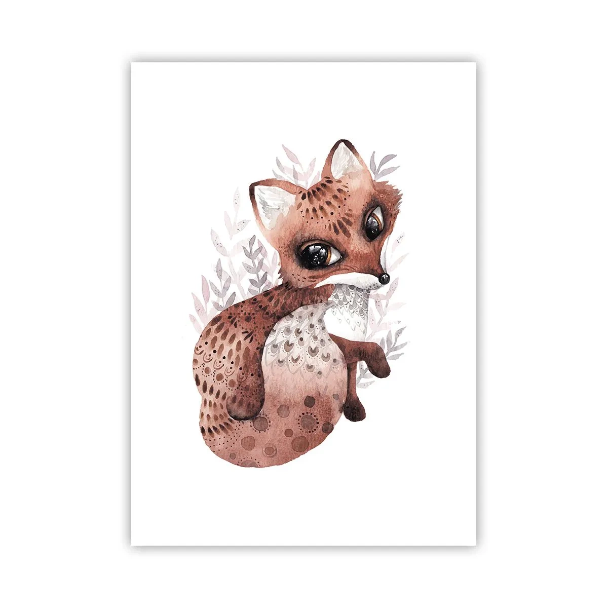 Affiche - Poster - Un joli renard aquarelle sur fond blanc - 50x70cm - Seulement à aimer - Décoration murale moderne pour le salon et la chambre ARTTOR