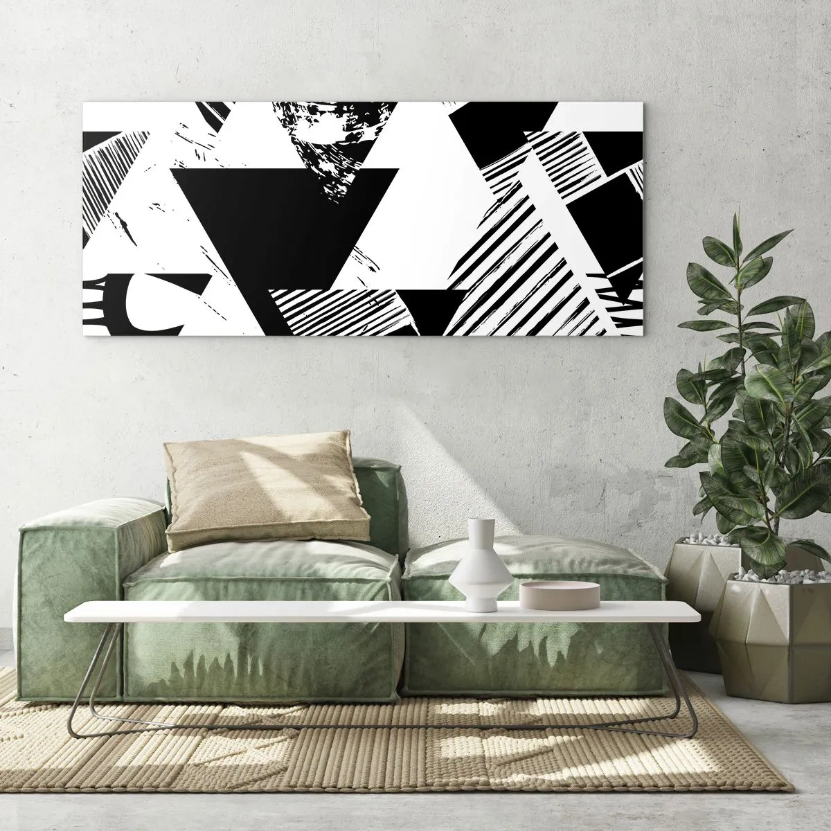 Impression sur verre - Image sur verre - Pluie de triangles - 90x30 cm