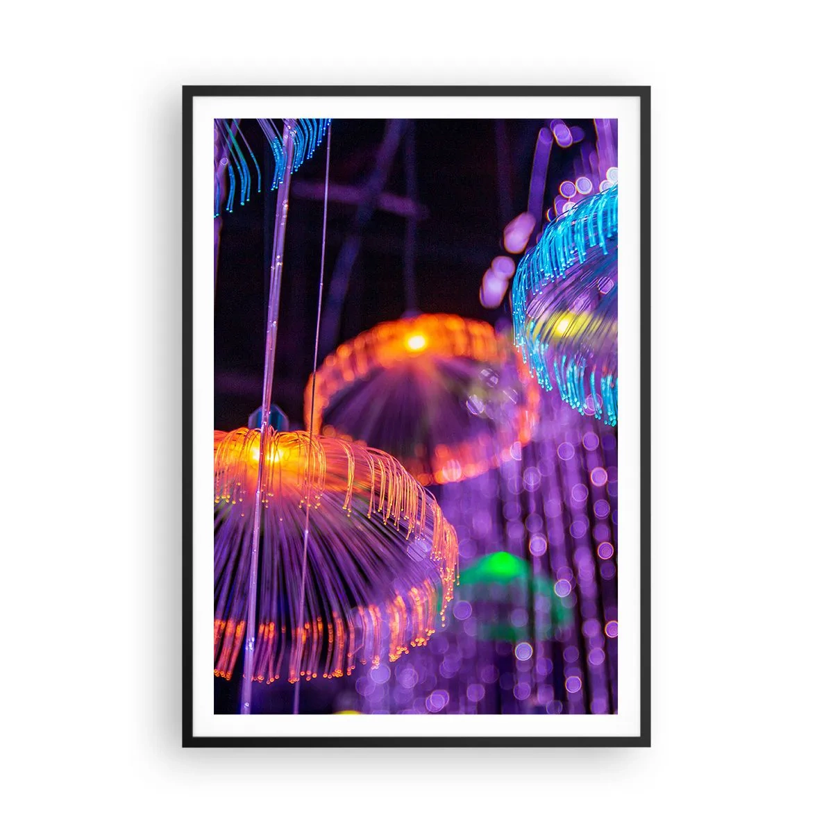 Affiche dans un cadre noir - Poster - Fontaine lumineuse - 70x100 cm