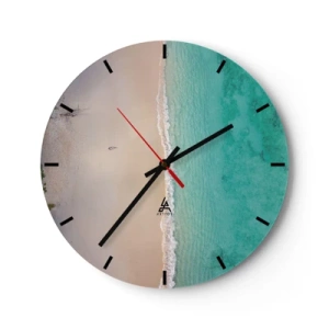 Horloge murale - Pendule murale - Vue aérienne de la mer turquoise et de la plage de sable - 30x30cm - Plage paradisiaque - Décoration murale moderne pour le salon, la cuisine et la chambre ARTTOR