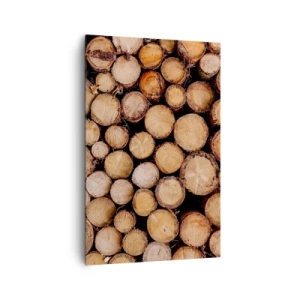 Impression sur toile - Image sur toile - Des tas de troncs d'arbres abattus disposés en harmonie - 80x120cm - Nouveau commencement - Décoration murale moderne pour le salon et la chambre ARTTOR